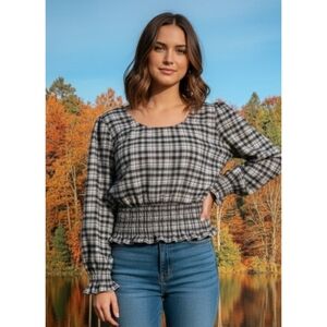 Fate + Fortune Plaid Flannel Top Gray & Brown Size XXL